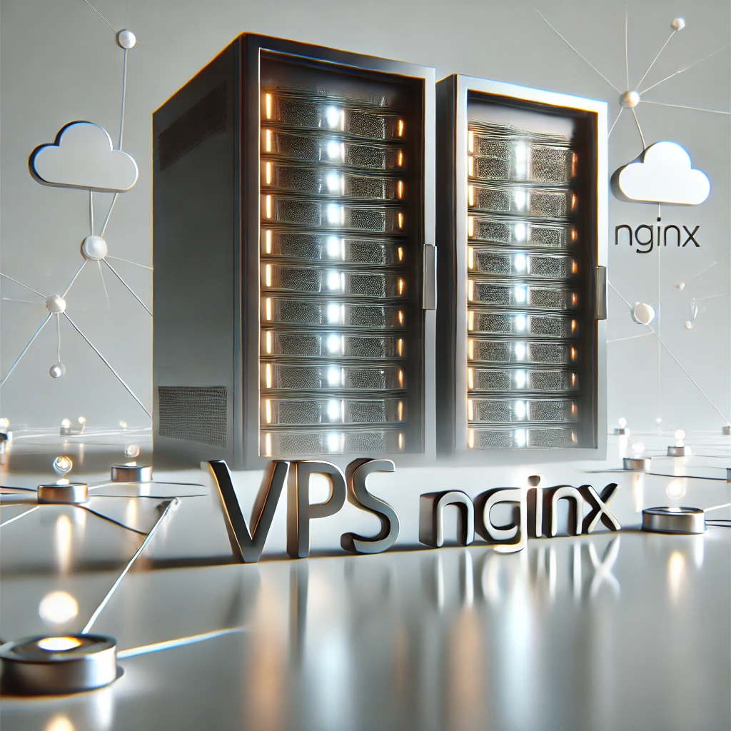DALL·E 2024-10-08 21.21.39 - A clean, modern image for a website focused on VPS (Virtual Private Servers) and NGINX servers, featuring the text 'VPS' and 'NGINX' prominently. The